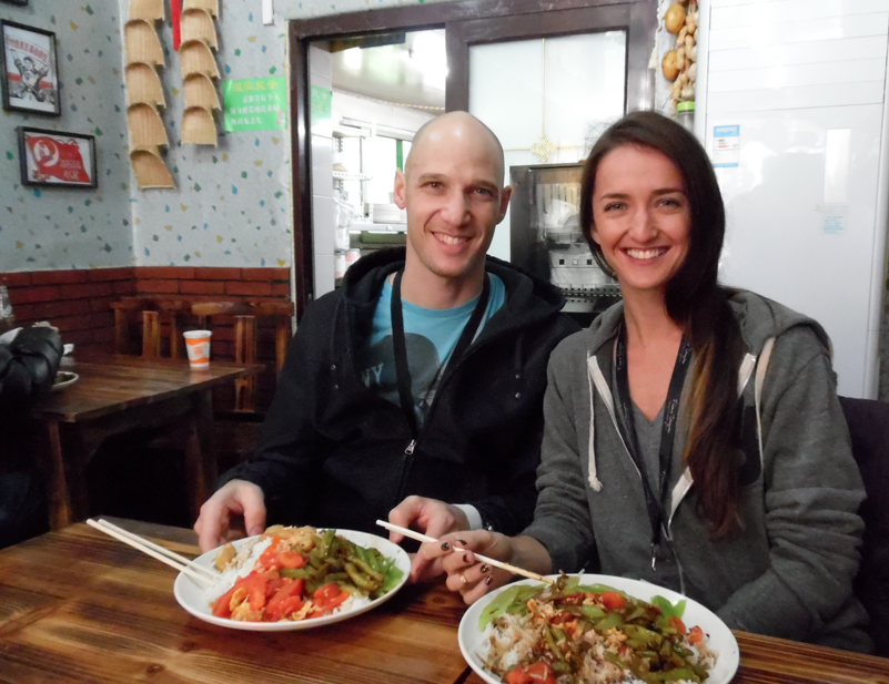 Dig in! Rice and Veggies at a local joint.